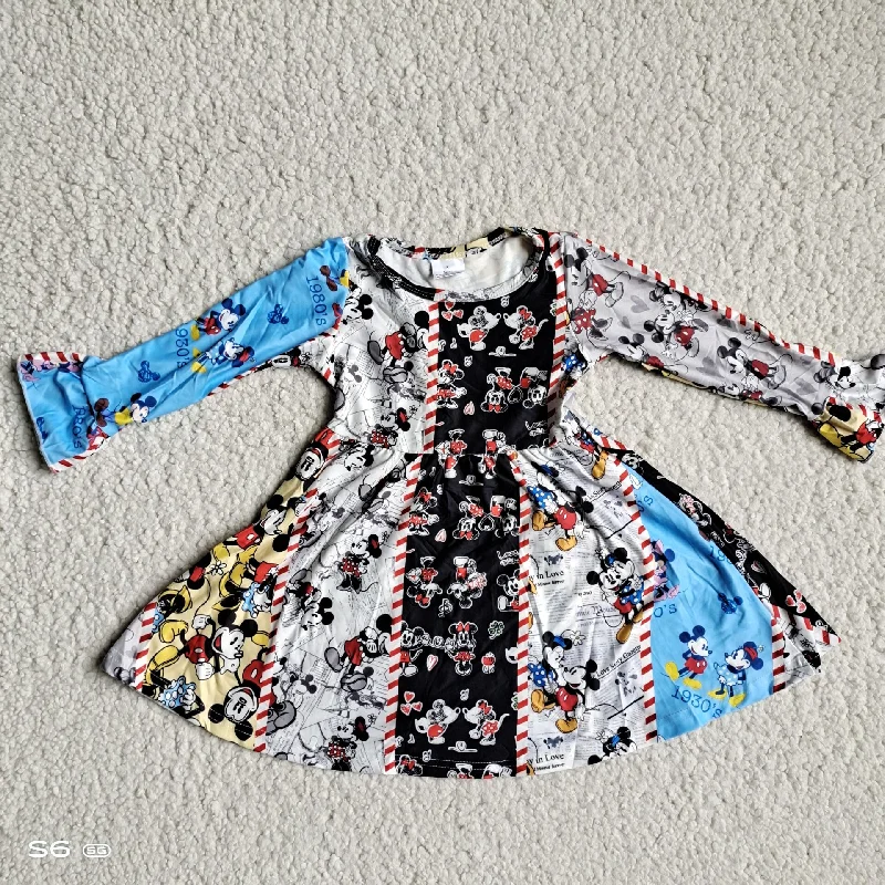RTS NO MOQ SALES G2-24-8*;'. Mickey Mouse split long-sleeved skirt a-line skirt cut