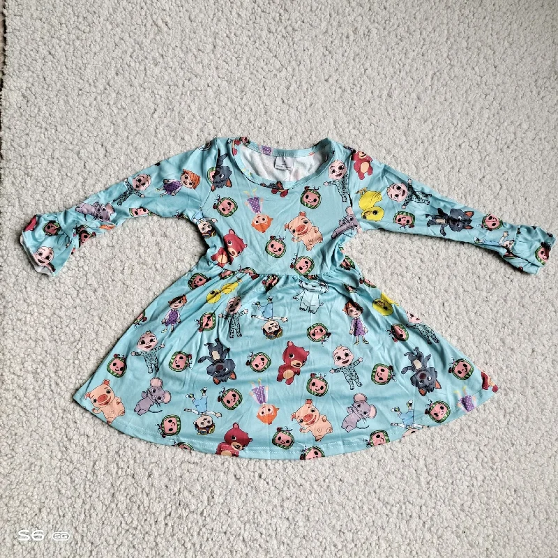 RTS NO MOQ SALES G3-12-5,; Girls' watermelon pig long-sleeved skirt corduroy skirt cozy