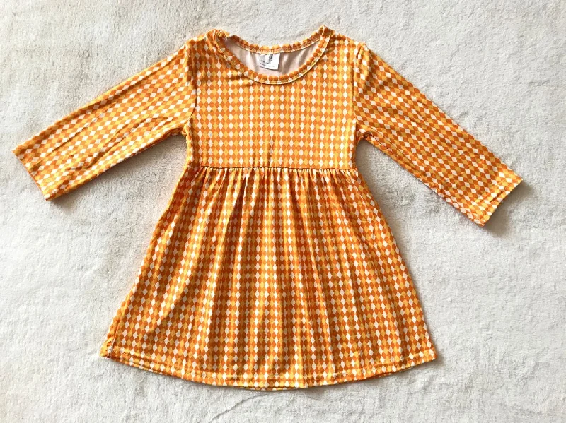 RTS NO MOQ SALES  G3-20-1*/ Orange diamond long-sleeved skirt chiffon skirt airy