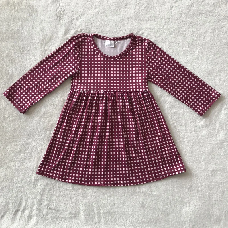 RTS NO MOQ SALES  G3-20-5;'` Square plaid dark red skirt pencil skirt chic