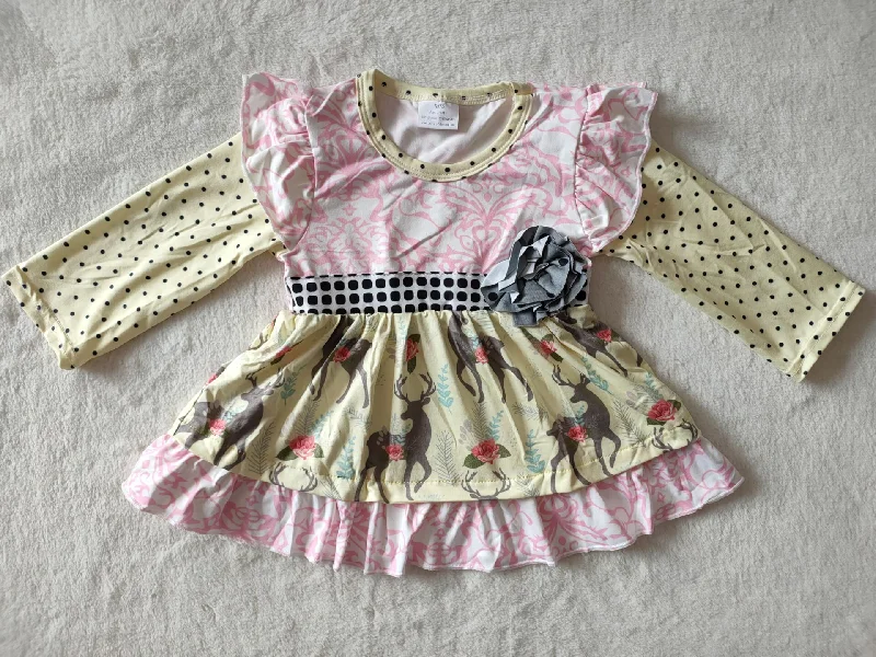 RTS NO MOQ SALES  G3-4-1 Moose polka dot yellow skirt chiffon skirt flowing
