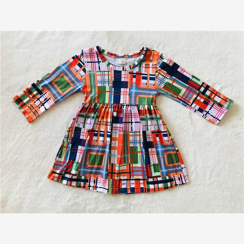 RTS NO MOQ SALES  G3-4-6**. Colorful plaid long-sleeved skirt linen skirt airy