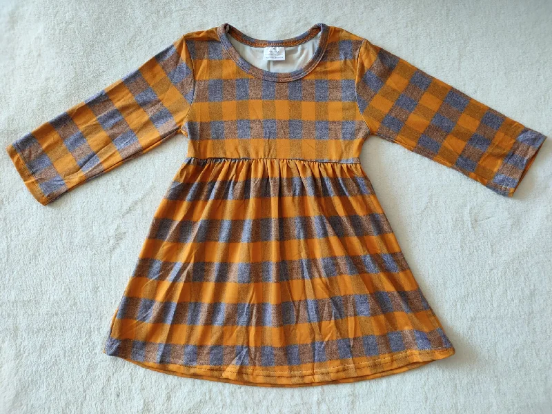 RTS NO MOQ SALES  G3-8-1; Gray plaid long-sleeved skirt silk skirt smooth