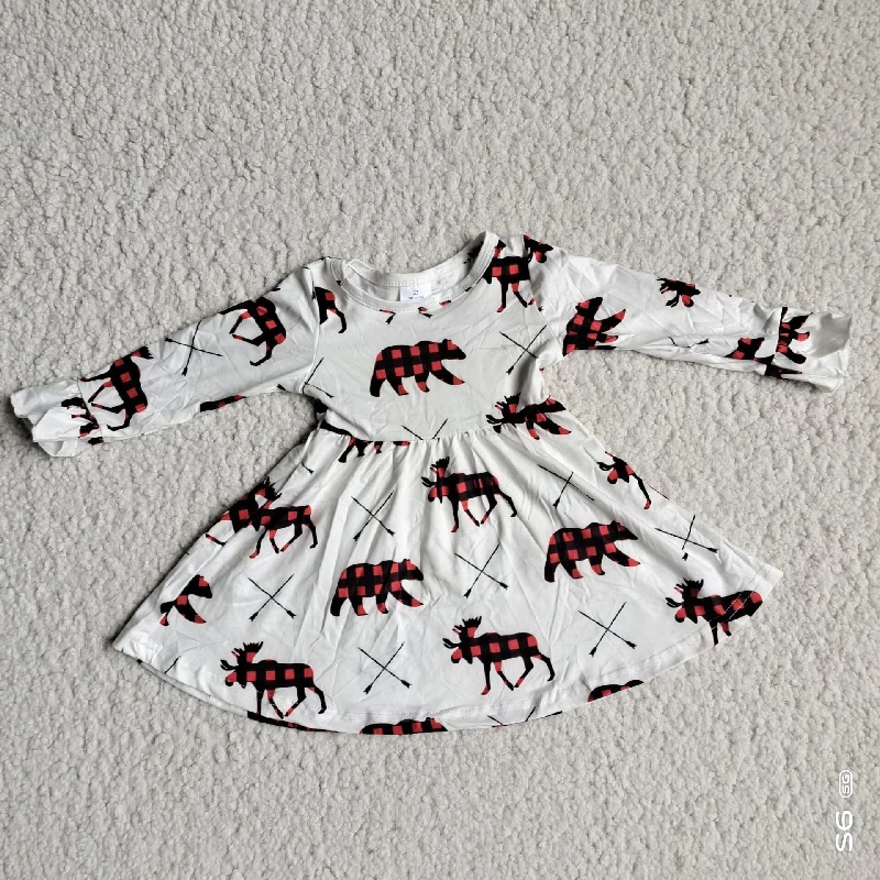 RTS NO MOQ SALES G3-8-6*;. Red and black plaid bear white long-sleeved skirt belted skirt waist