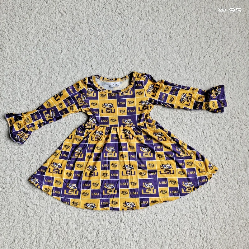 RTS NO MOQ SALES G4-12-5/. LSU purple and yellow plaid long-sleeved skirt low waist skirt RTS NO MOQ SALES G4-12-5/. LSU purple and yellow plaid long-sleeved skirt low waist skirt