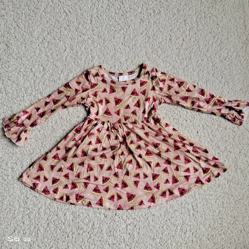 RTS NO MOQ SALES G4-12-6/ Watermelon pink long-sleeved skirt elastic waist skirt