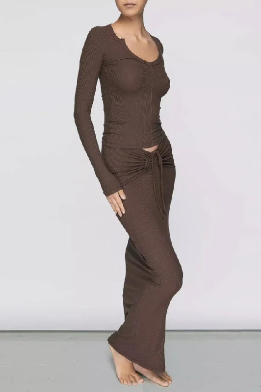 Soft Lounge Ruched Long Skirt seamless skirt comfort