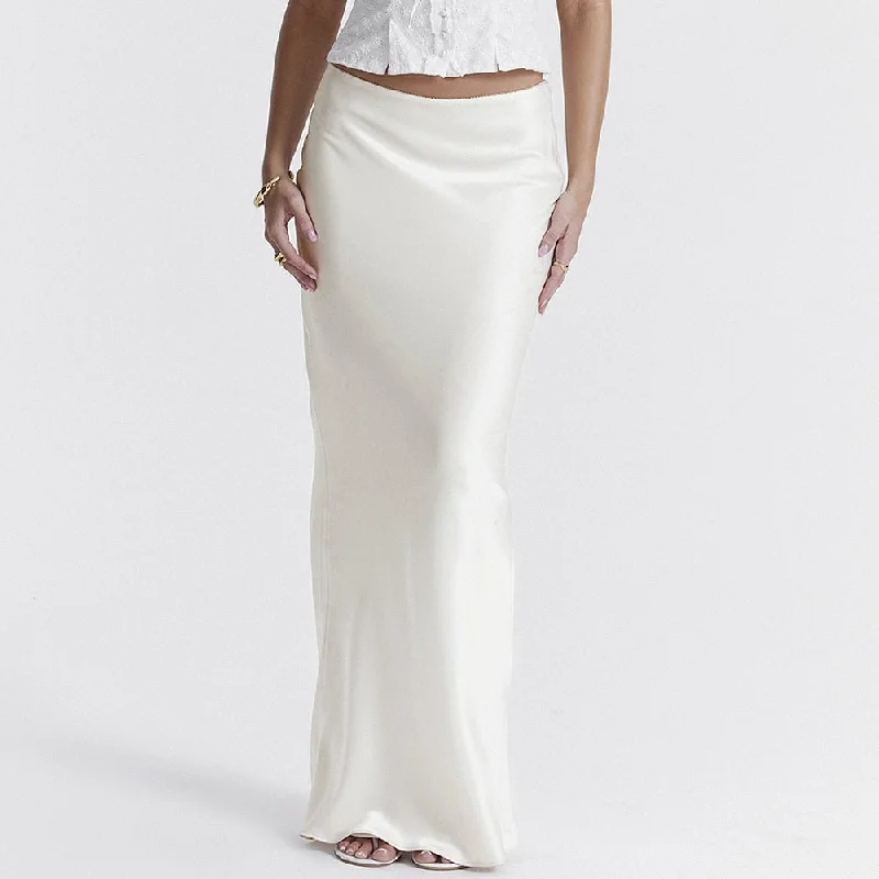 Women Maxi White Maxi Skirt Elegant High Quality Office Lady Satin Skirt with Lining Casual Summer Skirts New Arrival pleated skirt texture Women Maxi White Maxi Skirt Elegant High Quality Office Lady Satin Skirt with Lining Casual Summer Skirts New Arrival pleated skirt texture