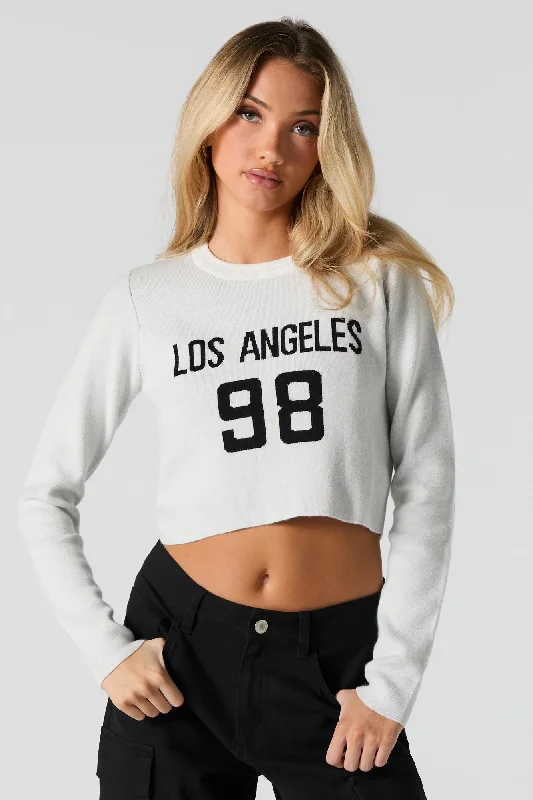 City Jacquard Knit Cropped Sweater Open Front Closed Front Wrap Front