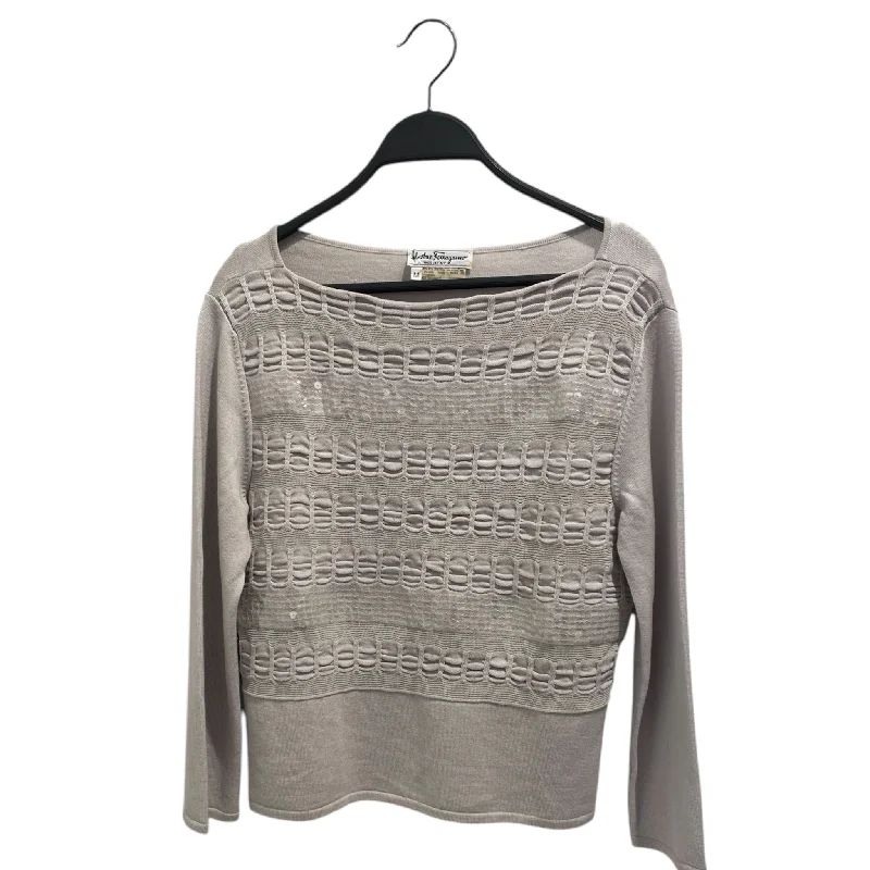 Salvatore Ferragamo/Sweater/M/Gray/Wool/ Silk Blend Satin Velvet