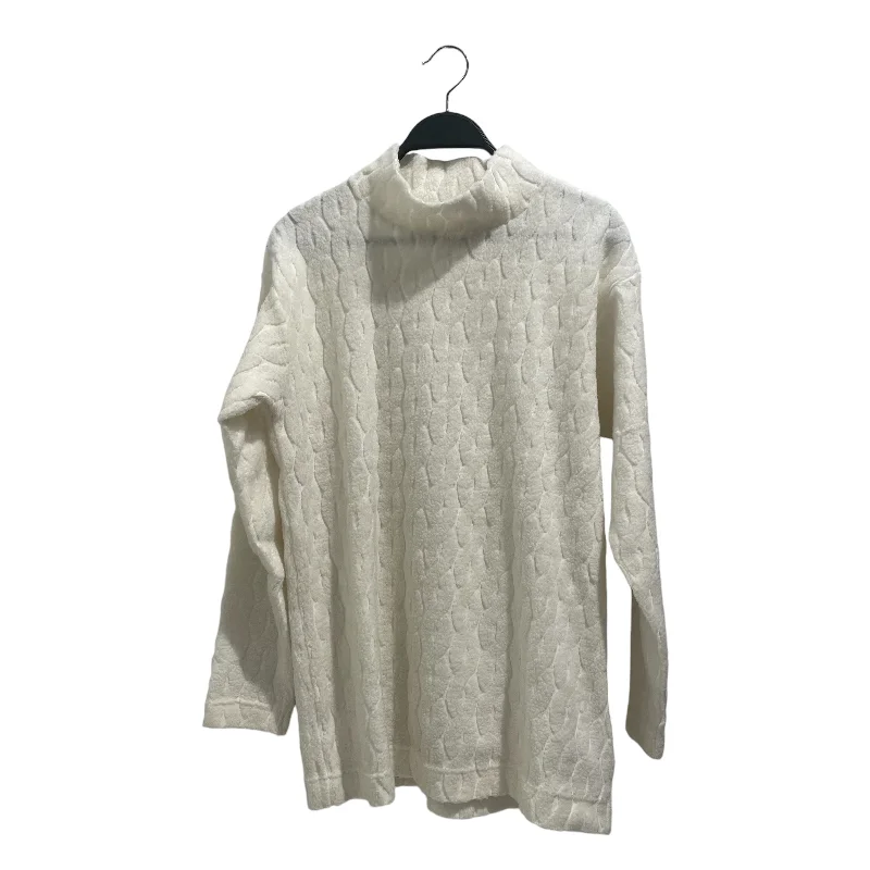 Courreges/Sweater/4/Cotton/WHT/Turtle Neck/mockneck fleece sweater Graphic Sweater Embroidered Appliqued Courreges/Sweater/4/Cotton/WHT/Turtle Neck/mockneck fleece sweater Graphic Sweater Embroidered Appliqued