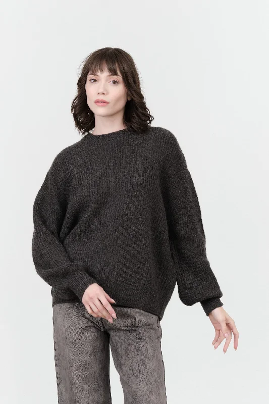 Signature Yak Poet Sweater in Charcoal Boxy Sweater Fitted Sweater A-Line