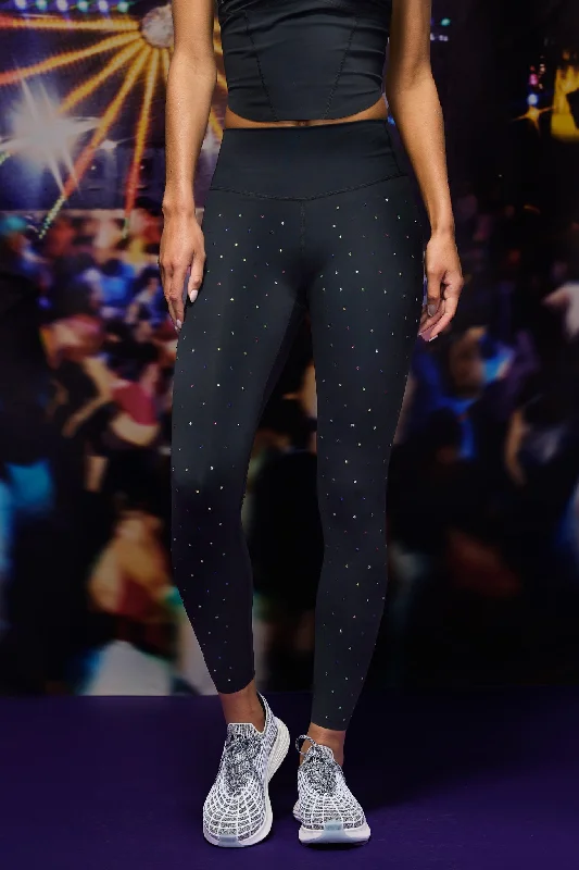 Action Gems Basic Legging in Black Rainbow Elegant Embellished Leggings