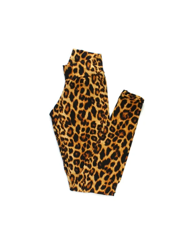Adult Brown Leopard Leggings Comfortable Wide-Band Leggings