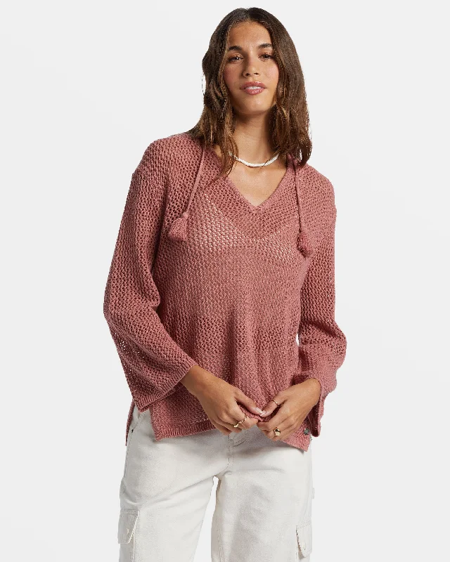 After Beach Break V-Neck Sweater - Ash Rose Jersey Fabric Tulle Fabric Batik Fabric