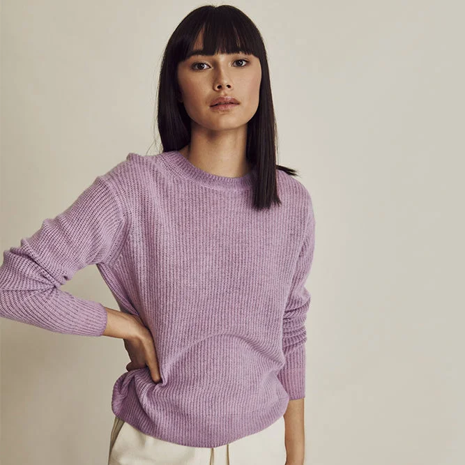 Akilah Cashmere Sweater (Wisteria) Mesh Blend Leather Blend Suede Blend