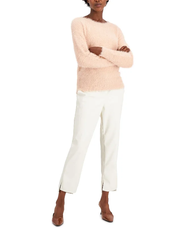 Alfani Cozy Crewneck Sweater Velvet Chenille Corduroy