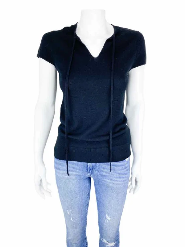 Anthropologie Ettwa Women's Tie-Neck Sweater Black Size XS with Tags Collared Crew Neck Turtle Neck