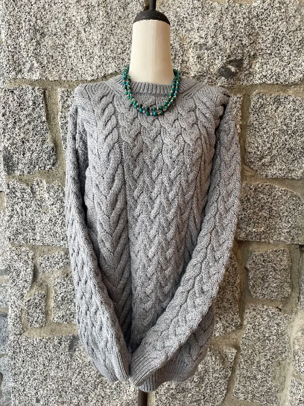 Aran - Unisex Crew Neck Sweater - Ocean grey Transparent Opaque Sheer