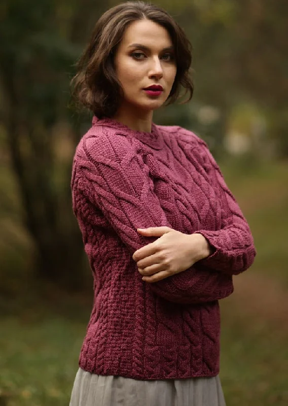 Listowel Ladies Aran Cabled Sweater | Raspberry Jersey Fabric Tulle Fabric Batik Fabric Listowel Ladies Aran Cabled Sweater | Raspberry Jersey Fabric Tulle Fabric Batik Fabric