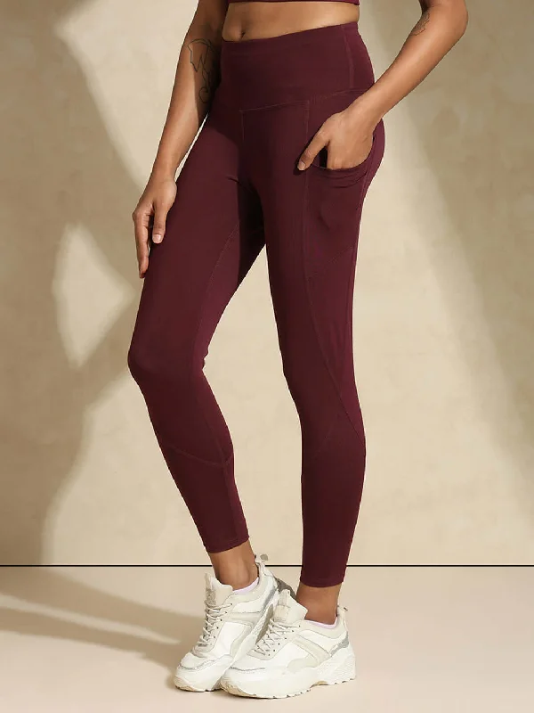 Aura Leggings Plum Comfortable Fleece-Lined Leggings