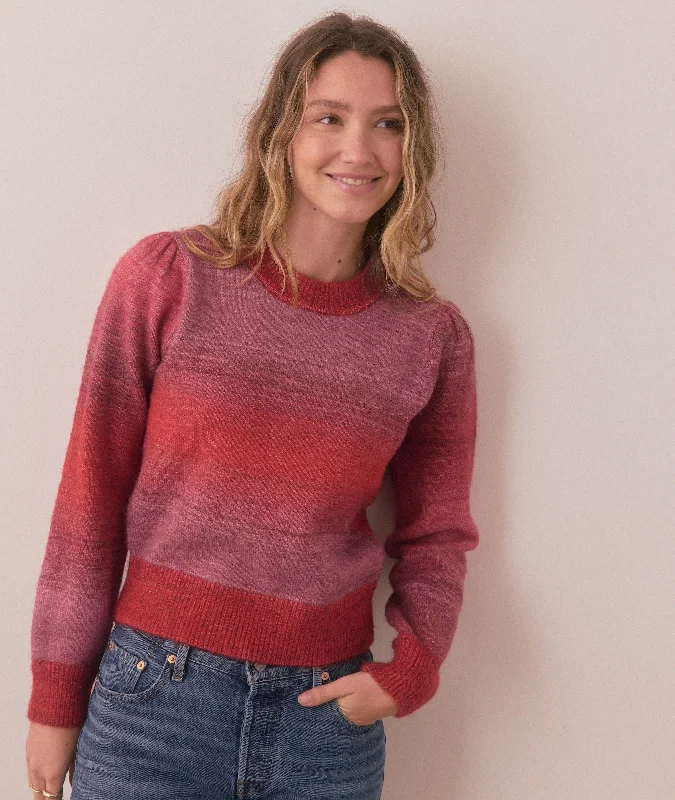 Alma Puff Sleeve Sweater Boat Neck Shawl Collar Notched Collar