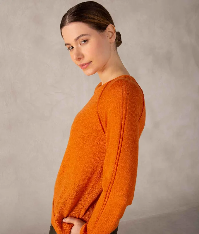 Baby Alpaca Basic Raglan Sleeves Sweater Chenille Brocade Lace