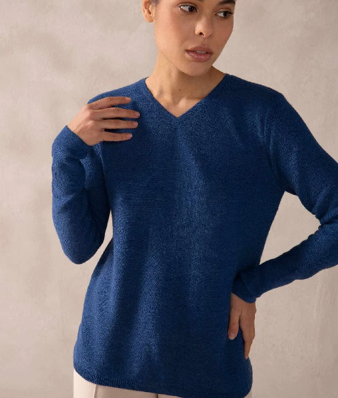 Baby Alpaca Basic Sweater Ribbed Striped Patterned