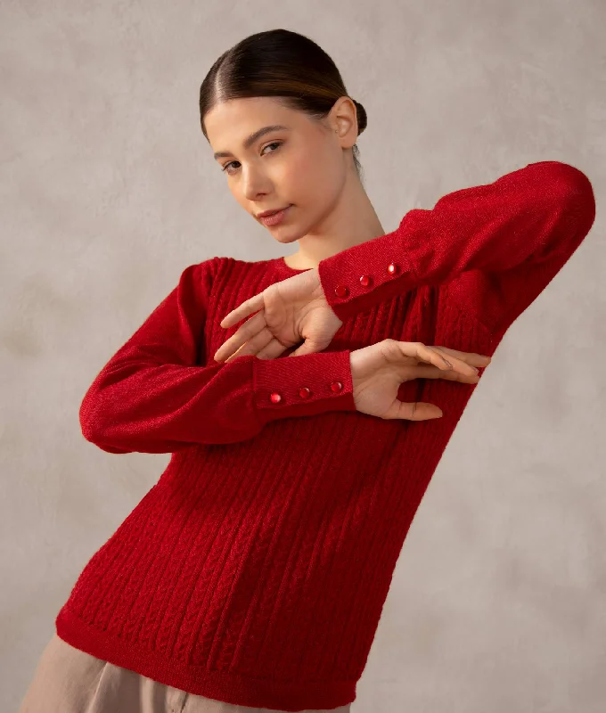 Baby Alpaca Wheat Cable Sweater Fitted Loose Oversized