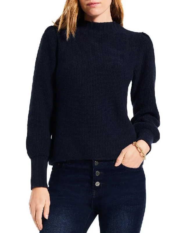 Nic+Zoe Waffle Stitch Sweater Herringbone Houndstooth Plaid