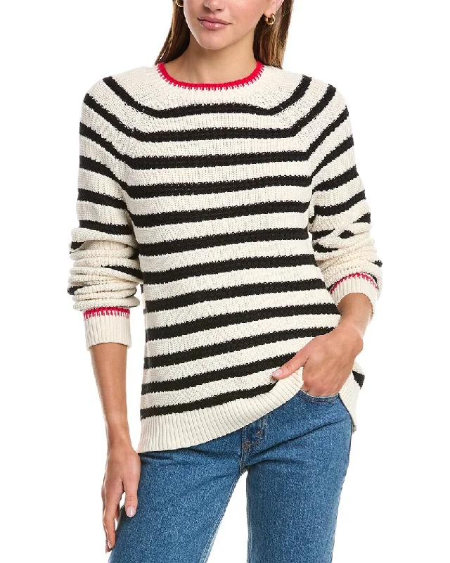 525 America Textured Stripe Saddle Sweater Oversized Loose Flowy