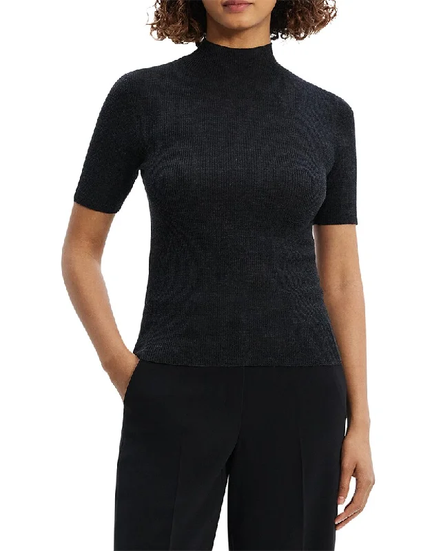 Theory Leenda Wool Sweater Front Pockets Side Pockets Patch Pockets