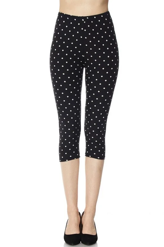 Black & White Polka Dot Capri Leggings Cozy Oversized Leggings