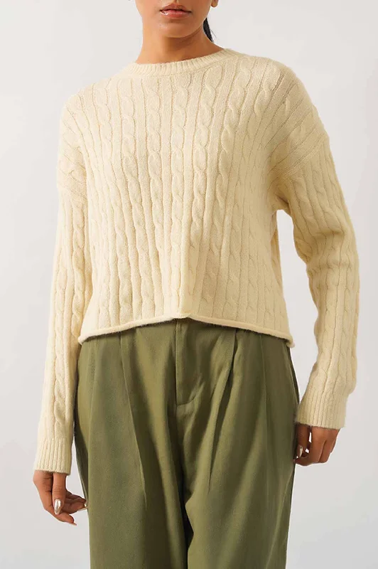 CABLE-KNIT CROPPED SWEATER Modern Contemporary Chic