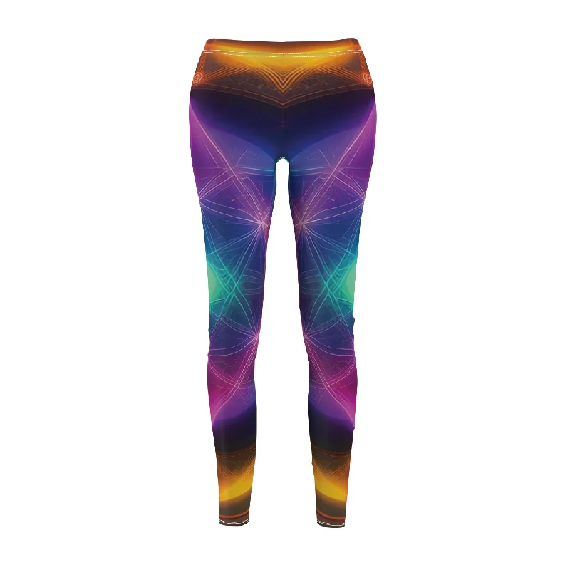 Celestial Crescendo - Women's Cut & Sew Casual Leggings (AOP) Cozy Cotton Leggings