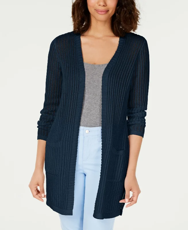 Charter Club Vertical Stitch Completer Sweater Neon Metallic Matte