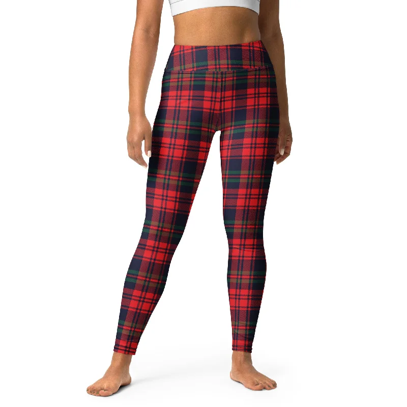 Christmas Plaid Holiday Leggings, Red Tartan UPF 50+ Sun Protection SUP Swim Yoga Stylish Printed Sport Leggings Christmas Plaid Holiday Leggings, Red Tartan UPF 50+ Sun Protection SUP Swim Yoga Stylish Printed Sport Leggings