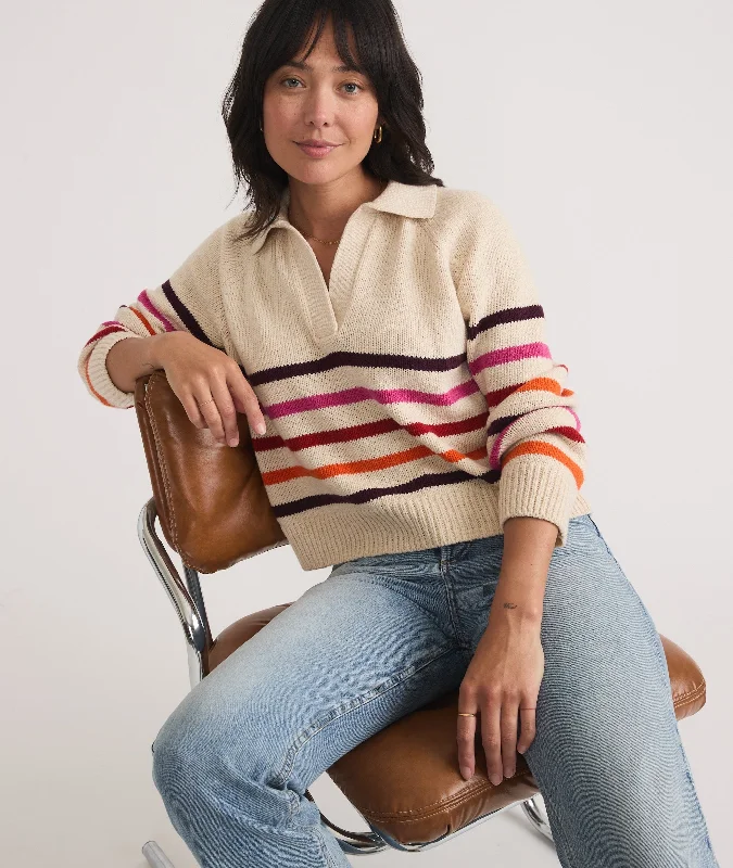 Claire Relaxed Sweater Polo Graphic Sweater Embroidered Appliqued