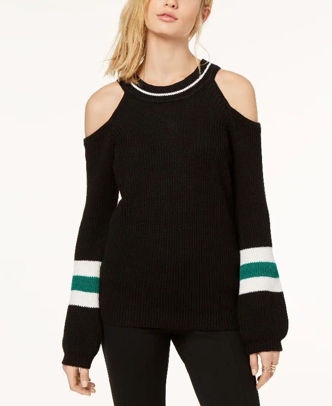 Cold Shoulder Halter Sweater Print Jacquard Patchwork