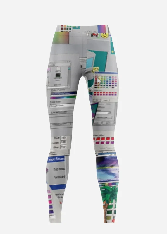 Computer Glitch Low Rise Leggings Fashionable Tummy Control Leggings