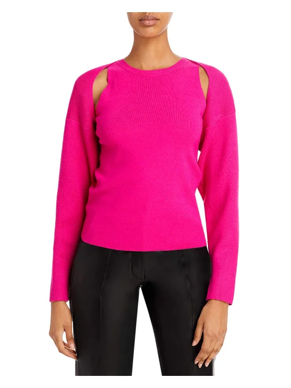 Connell Womens Layered Bolero Shrug Sweater Zippered Buttoned Snapped