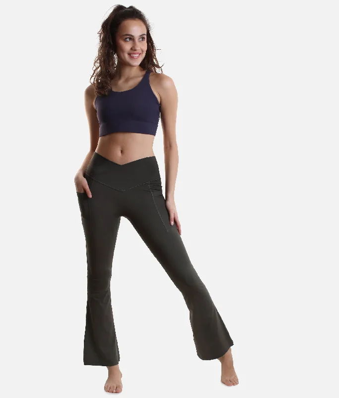 Crisscross Hourglass Flared Leggings with Pockets - Forestwood Stylish Compression Fit Leggings Crisscross Hourglass Flared Leggings with Pockets - Forestwood Stylish Compression Fit Leggings