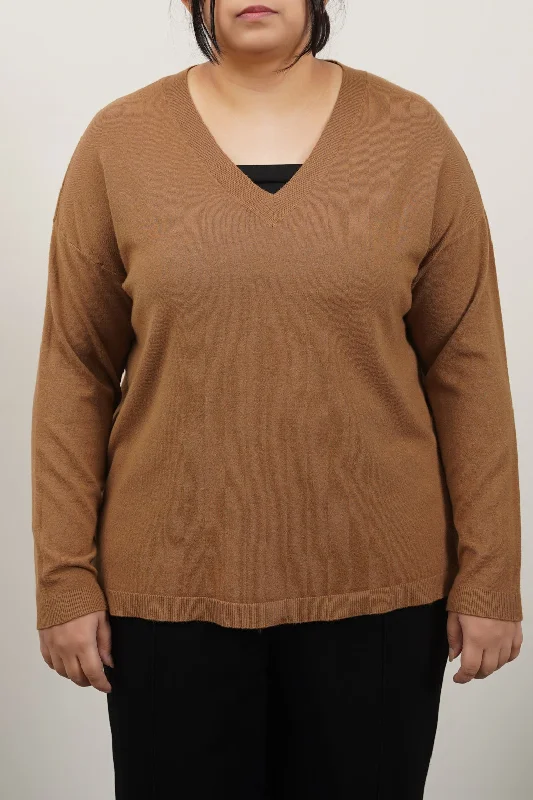 CURVE HOMEBODY V-NECK SWEATER Striped Floral Plaid