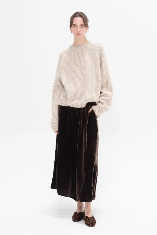 Deep Raglan Easy Sweater Glossy Satin Silk
