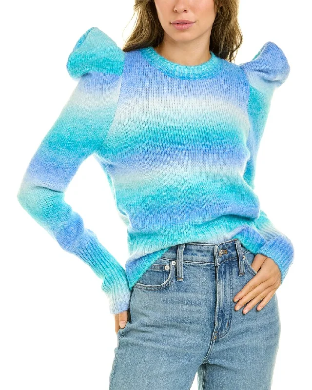Design History Puff Sleeve Sweater Ribbed Striped Patterned
