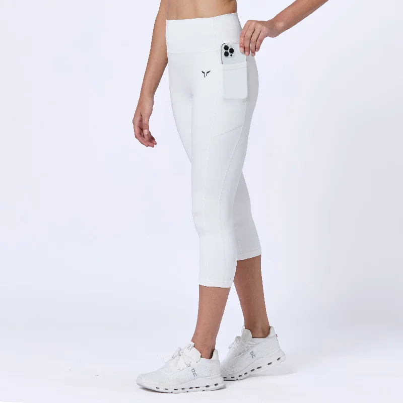 Essential ACT Double Layered Leggings 21" 2.0 - Pearl White Trendy High-Compression Leggings