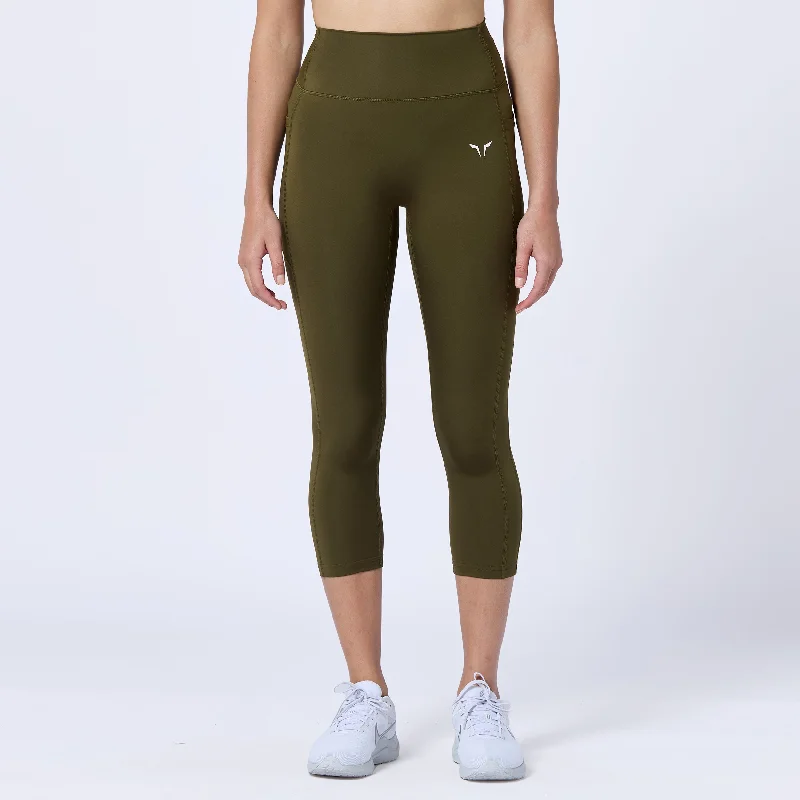 Essential ACT Leggings 21" 2.0 - Dark Olive Trendy Side-Pocket Leggings