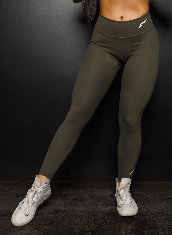 ESSENTIAL LEGGING - OLIVE Trendy Foil Finish Leggings