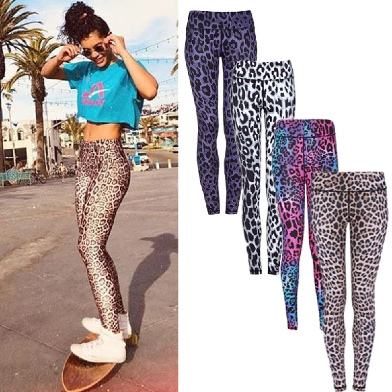 Fashion Push Up Leggings Women Workout High Waist Slim Polyester High Waist Jeggings Women Leopard Print Leggings Trendy Activewear Leggings