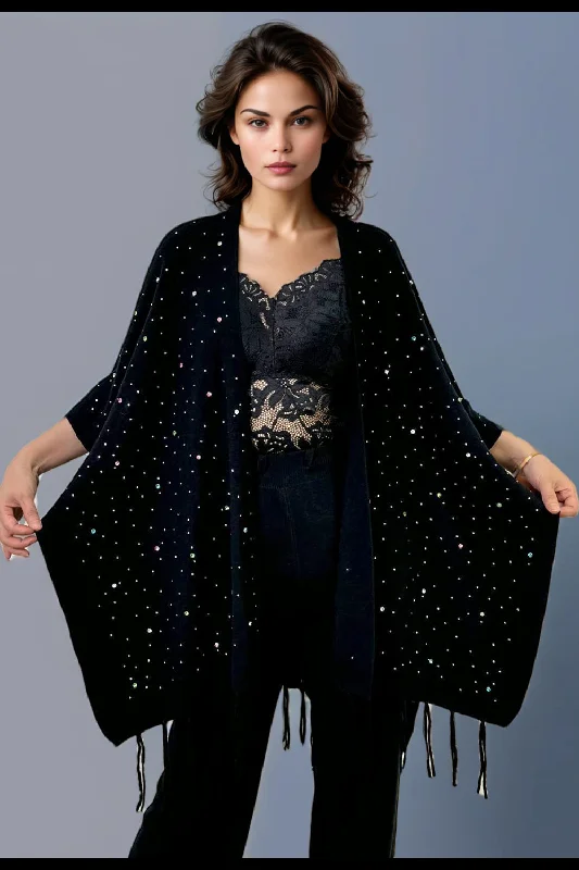 FL2007 CLOAK SWEATER TOP (BLK, KHAKI) Nylon Fabric Polyester Fabric Spandex Fabric